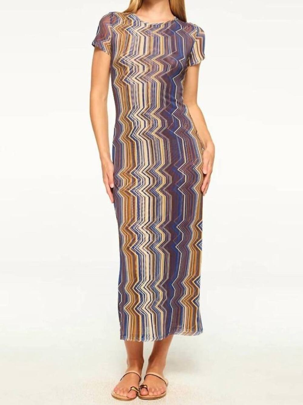 MISA Los Angeles Vanessa Dress La Banda Blue Mesh Maxi XS